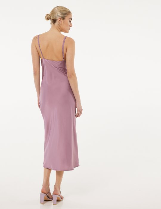 Φόρεμα ντραπέ lingerie με τιραντάκι μακρύ