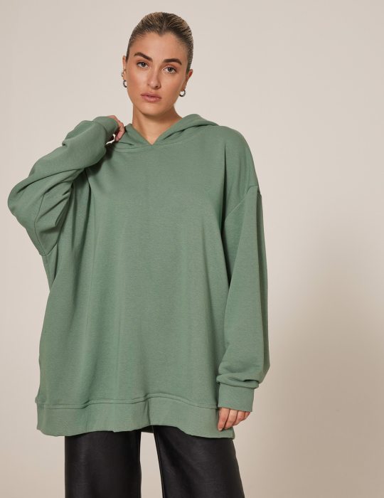 Γυναικείο φούτερ μακρύ μπλουζάκι με κουκούλα
