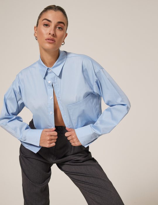Γυναικείο πουκάμισο κοντό με μακρύ μανίκι