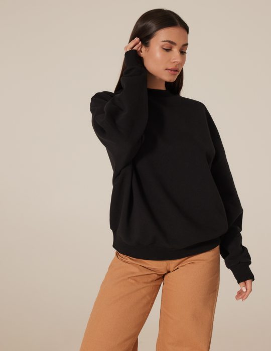 Γυναικεία άνετη μπλούζα φούτερ ίσια με μακρύ μανίκι
