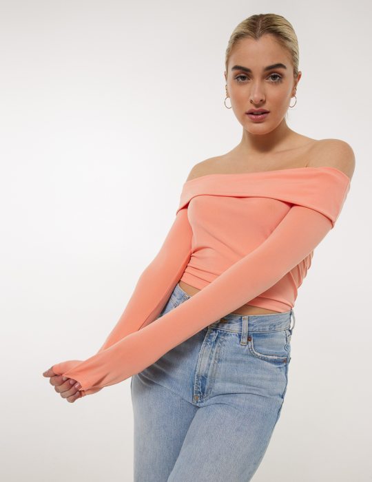 Γυναικεία ανοιξιάτικη ελαστική μπλούζα casual με μακρύ μανίκι