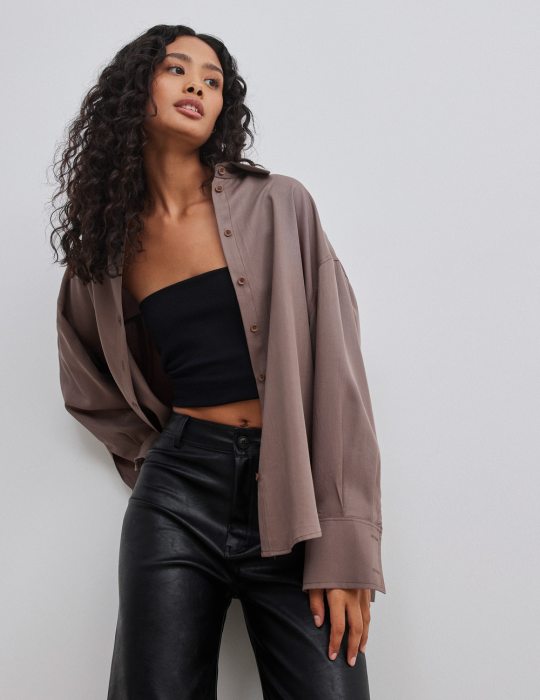 Γυναικείο oversized πουκάμισο μακρύ με κουμπιά