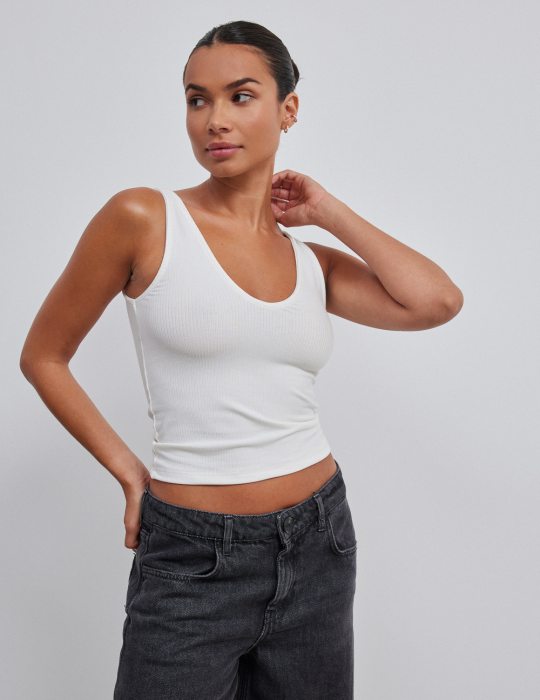Γυναικεία αμάνικη μπλούζα με ριπ πλέξη ελαστική