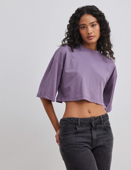 Γυναικείο casual κοντομάνικο κοντό τοπ oversized