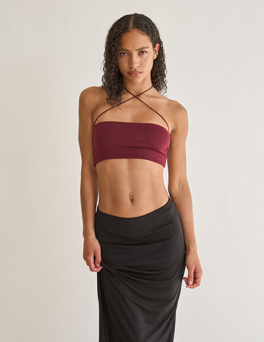 Crop τοπ χιαστί halter