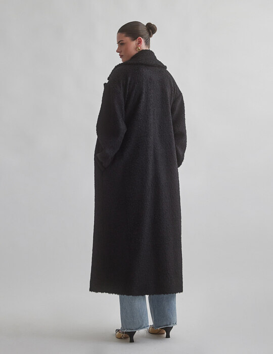 Oversized μακρύ παλτό μπουκλέ