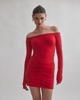 Off-shoulder μίνι φόρεμα με σούρες