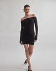 Off-shoulder μίνι φόρεμα με σούρες