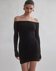 Off-shoulder μίνι φόρεμα με σούρες