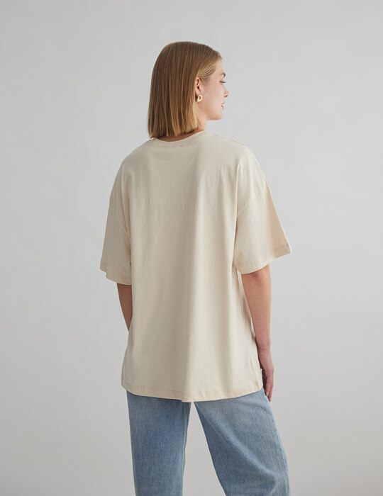 Oversized βαμβακερή κοντομάνικη μπλούζα