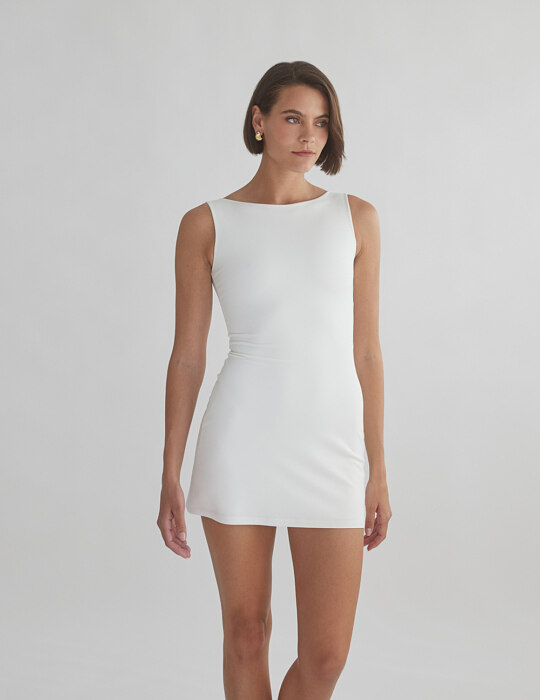 Λευκό αμάνικο μίνι φόρεμα