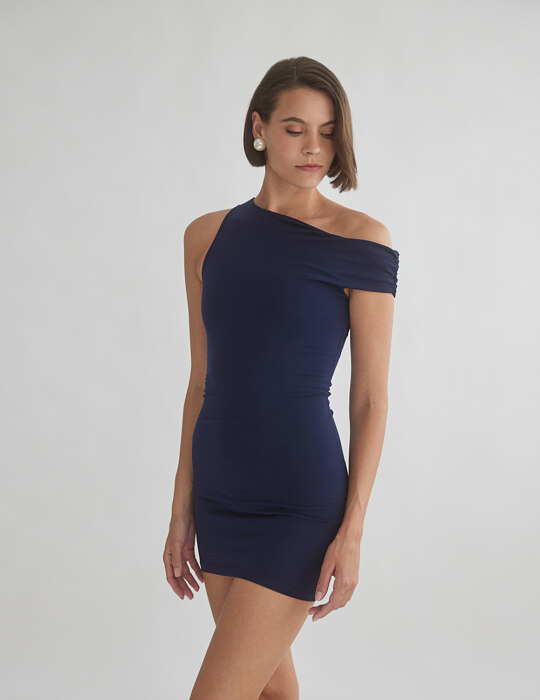 One-shoulder ελαστικό μίνι φόρεμα