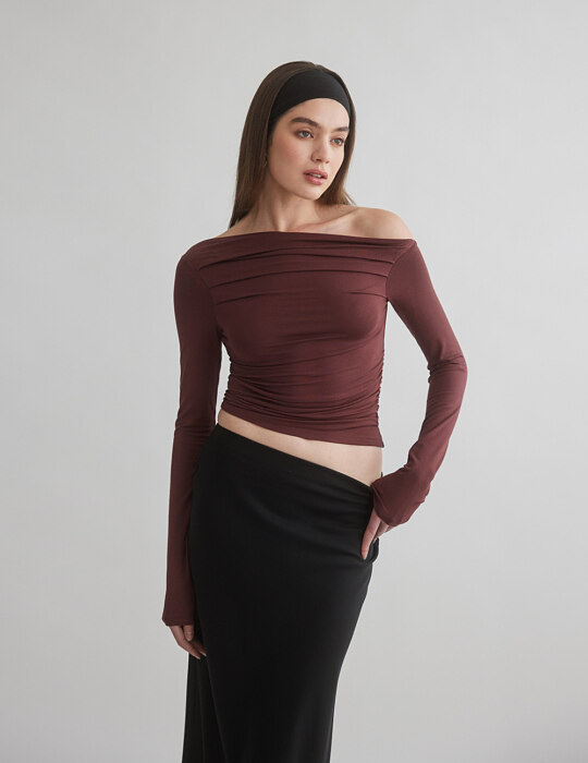 Μακρυμάνικη μπλούζα one-shoulder από bamboo