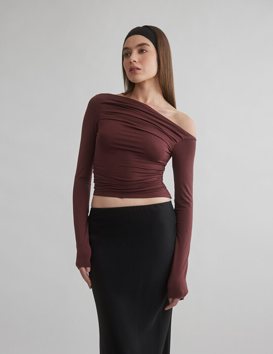 Μακρυμάνικη μπλούζα one-shoulder από bamboo