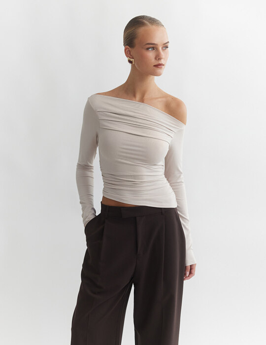 Μακρυμάνικη μπλούζα one-shoulder από bamboo