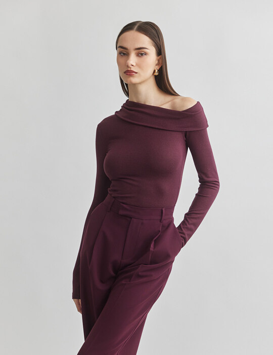 Πλεκτή one-shoulder μπλούζα