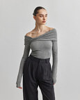 Off-shoulder πλεκτή μακρυμάνικη μπλούζα
