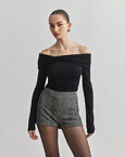 Off-shoulder πλεκτή μακρυμάνικη μπλούζα