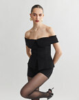 Βελούδινο off-shoulder τοπ με κουμπιά