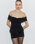 Βελούδινο off-shoulder τοπ με κουμπιά
