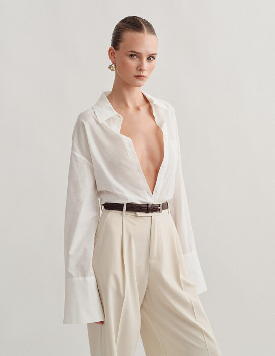 Basic oversized πουκάμισο με αποσπώμενη ζώνη