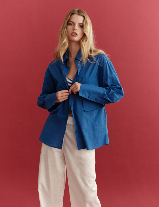 Basic oversized πουκάμισο με αποσπώμενη ζώνη