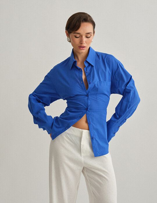 Basic oversized πουκάμισο με αποσπώμενη ζώνη