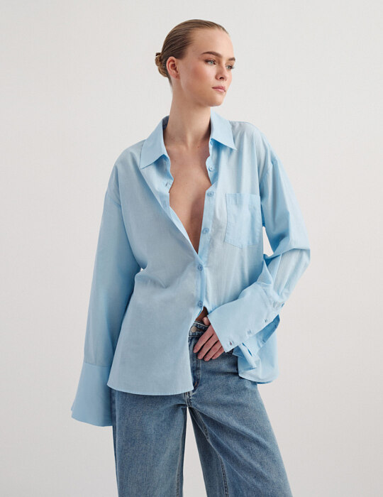 Basic oversized πουκάμισο με αποσπώμενη ζώνη