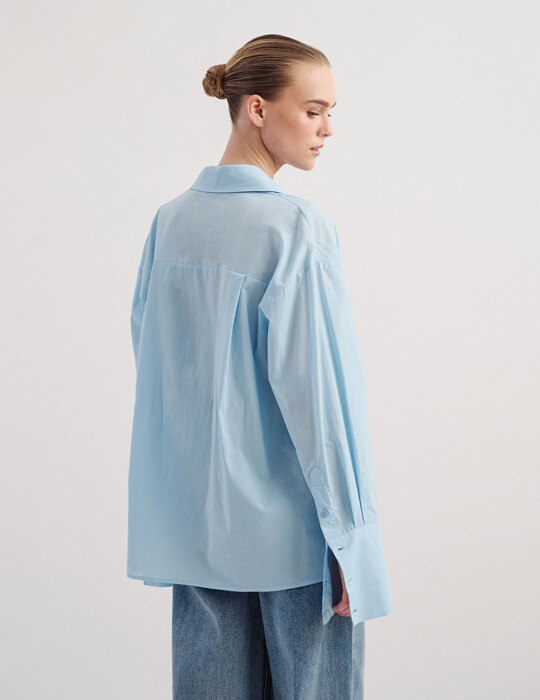 Basic oversized πουκάμισο με αποσπώμενη ζώνη