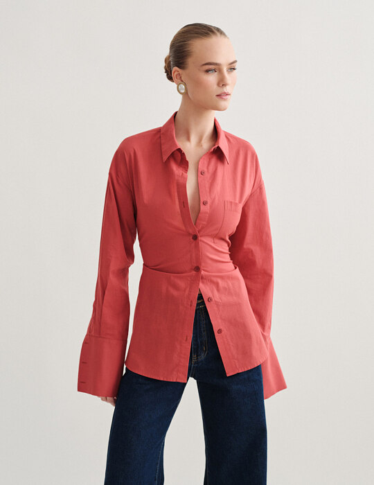 Basic oversized πουκάμισο με αποσπώμενη ζώνη