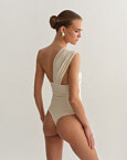 One-shoulder κορμάκι με σούρες