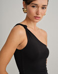 One-shoulder bamboo τοπ με κόμπο