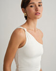 One-shoulder bamboo τοπ με κόμπο