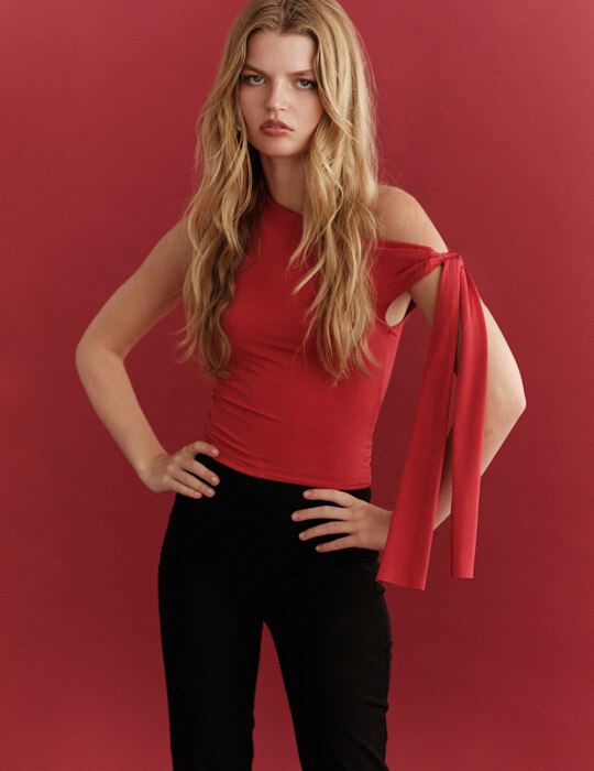 One-shoulder τοπ με δέσιμο