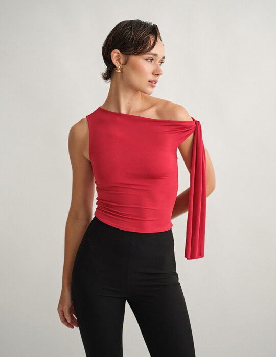One-shoulder τοπ με δέσιμο