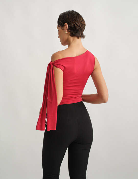 One-shoulder τοπ με δέσιμο