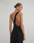 Λινό μακρύ φόρεμα με ανοιχτή πλάτη one-shoulder