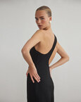 Λινό μακρύ φόρεμα με ανοιχτή πλάτη one-shoulder