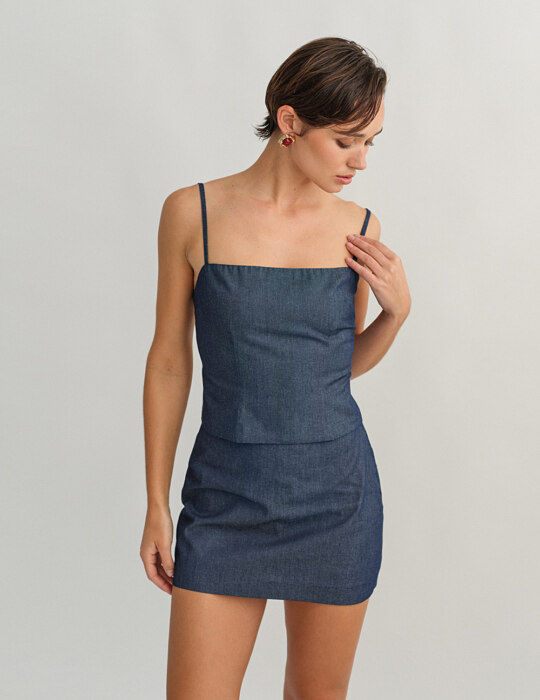 Τοπ με χιαστί πλάτη denim