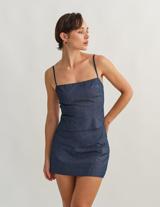 Τοπ με χιαστί πλάτη denim