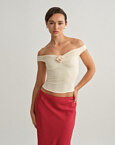 Off-shoulder τοπ με λεπτομέρεια λουλούδι