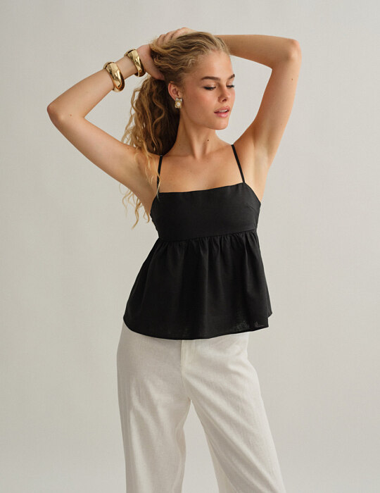 Γυναικεία λινή μπλούζα peplum