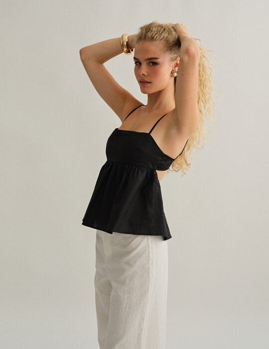 Γυναικεία λινή μπλούζα peplum