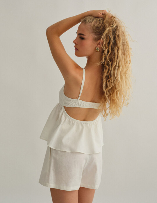 Γυναικεία λινή μπλούζα peplum