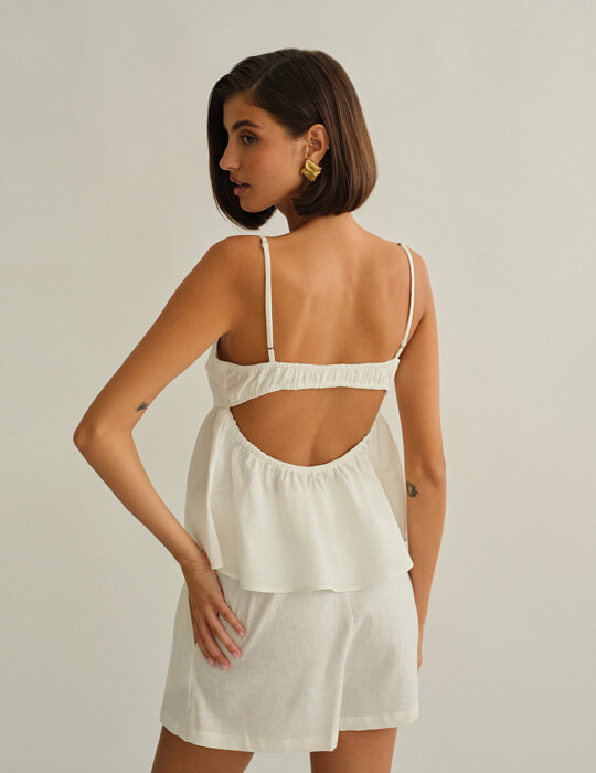 Γυναικεία λινή μπλούζα peplum