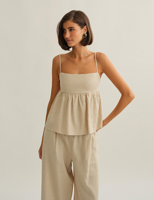 Γυναικεία λινή μπλούζα peplum