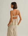 Γυναικεία λινή μπλούζα peplum