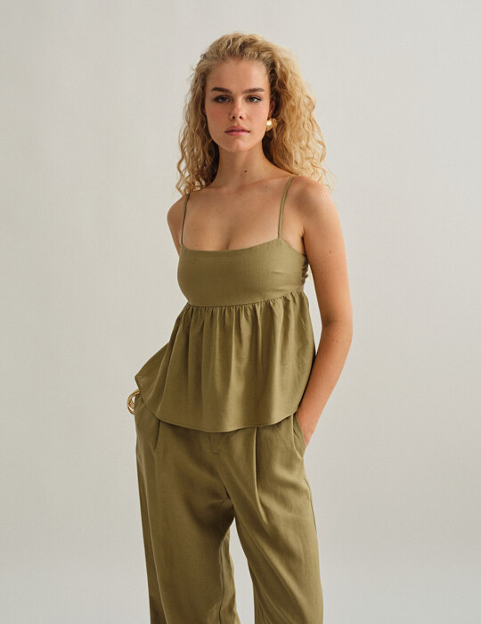 Γυναικεία λινή μπλούζα peplum
