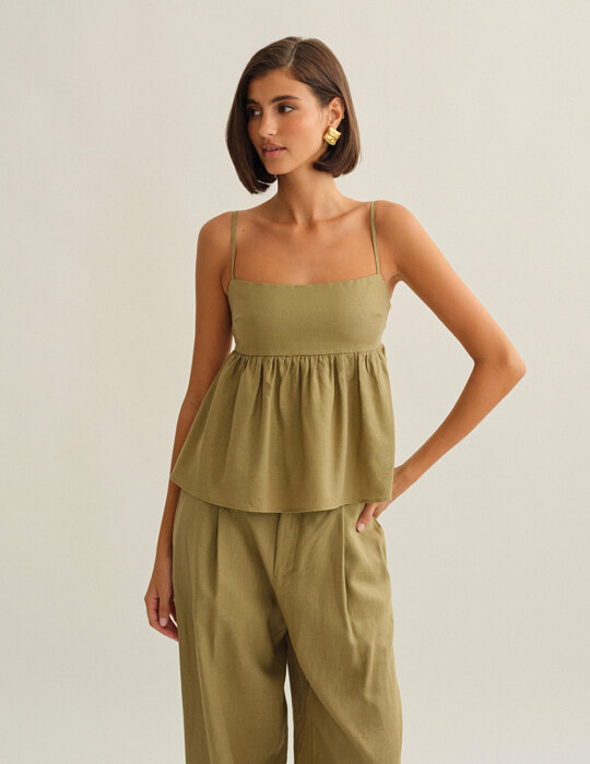 Γυναικεία λινή μπλούζα peplum