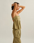 Γυναικεία λινή μπλούζα peplum